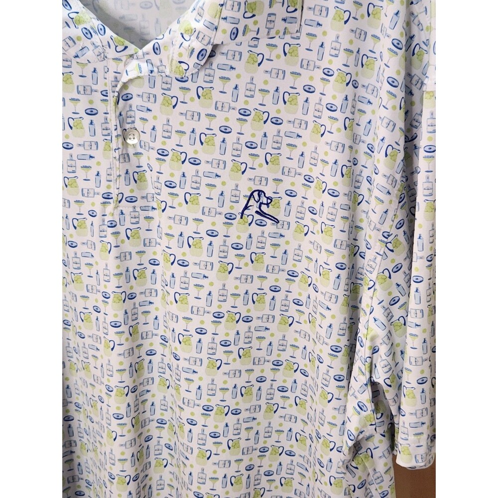 Men'sRhoback 3XL Performance Polo Short Sleeve Shirt XXXL Blue & Green Cocktails - Picture 7 of 14